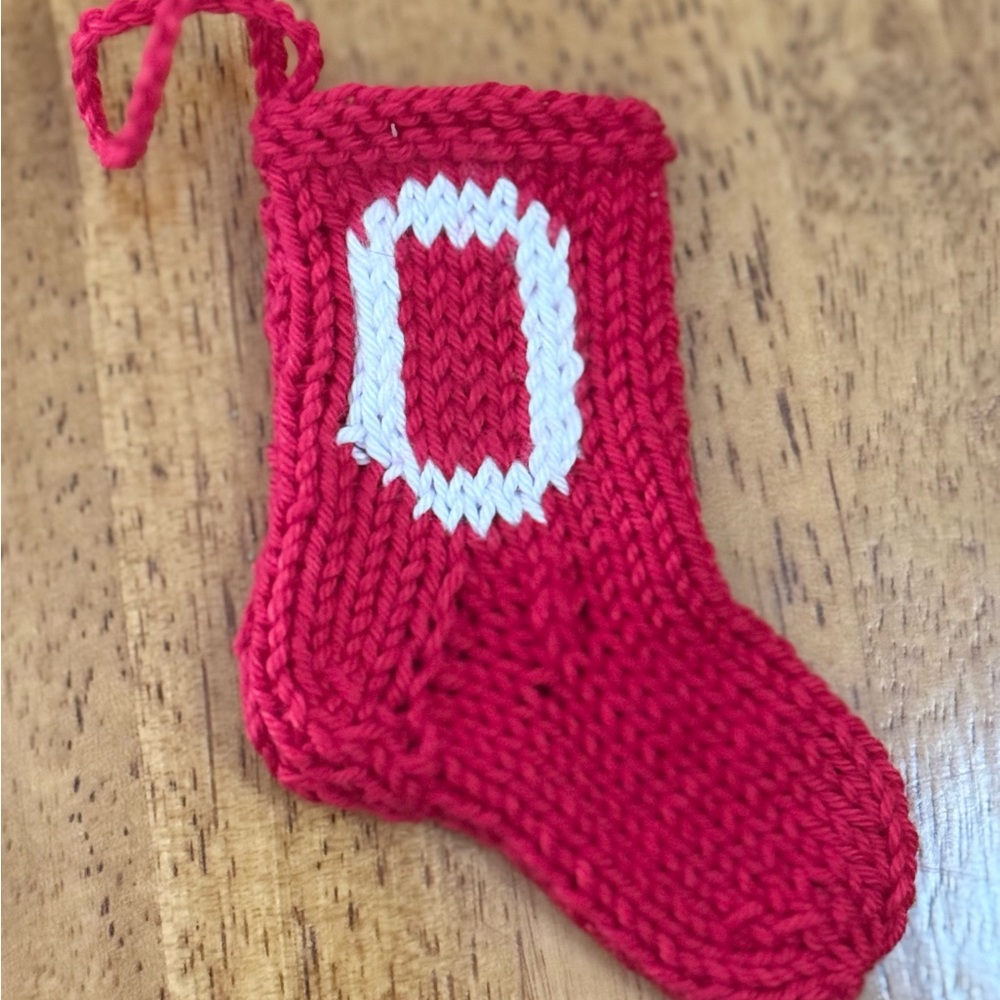 Miniature Knitted Christmas Stocking
Monogrammed Letter "O"